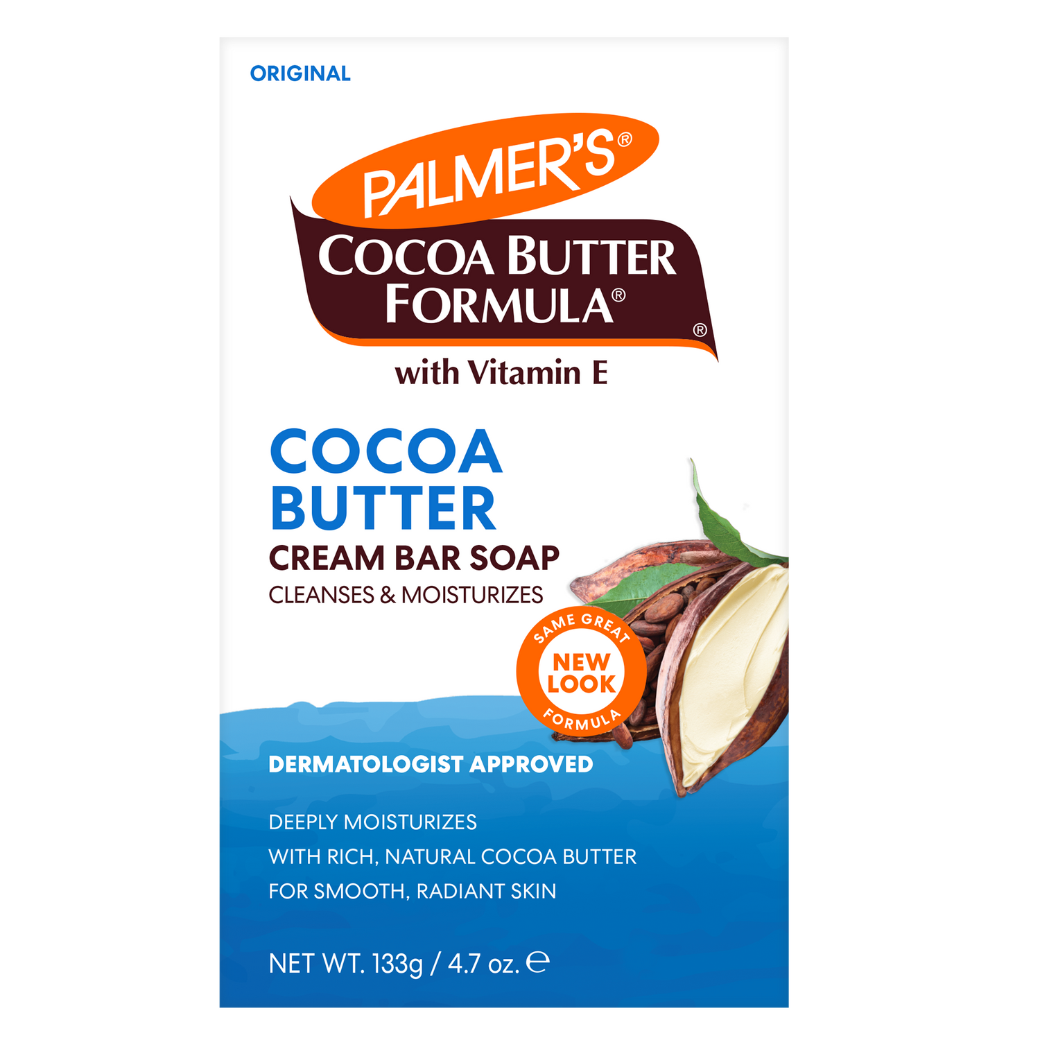 Palmer's Cocoa Butter Cream Bar Soap with Vitamin E box front.