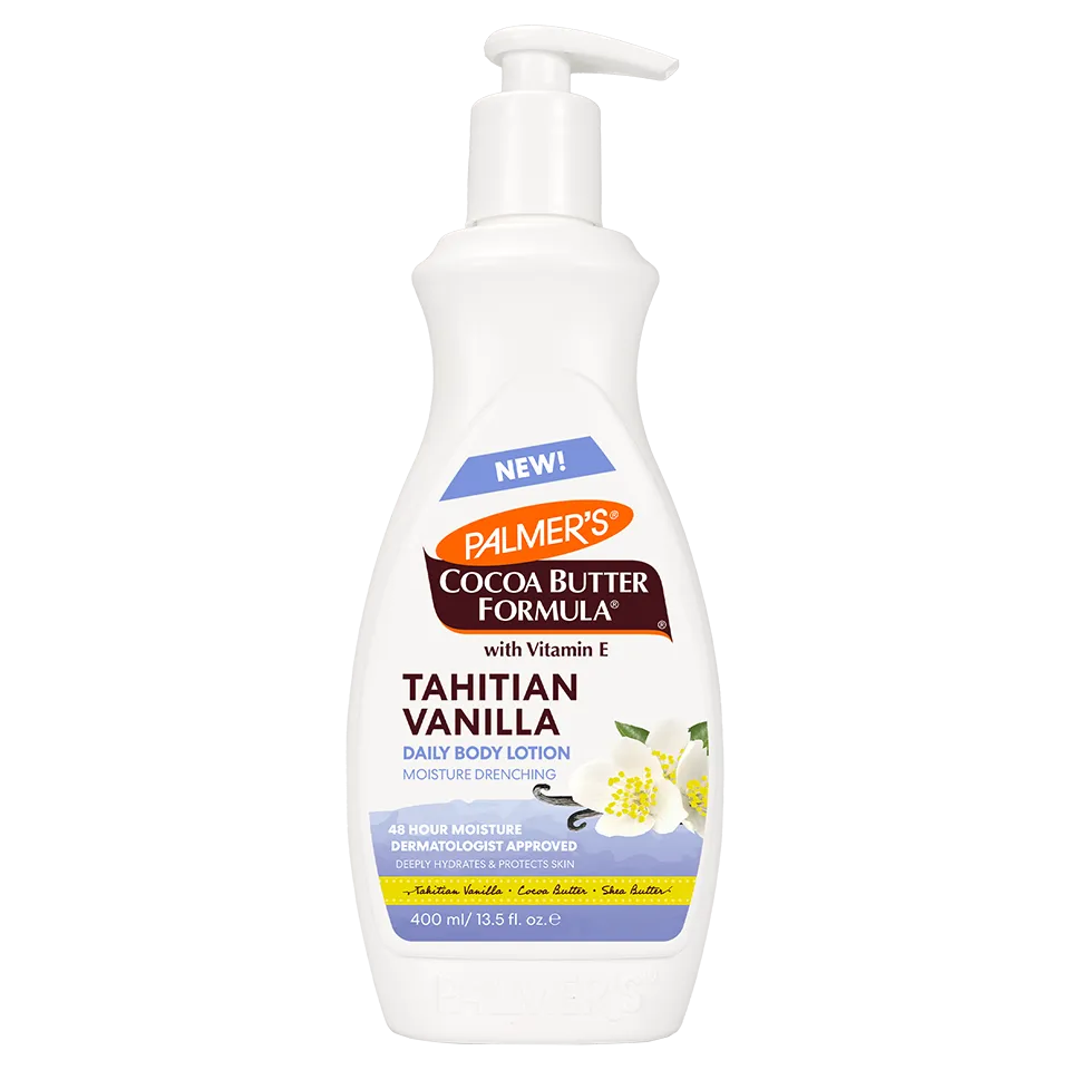Palmer's Cocoa Butter Formula Tahitian Vanilla lotion bottle on a white background