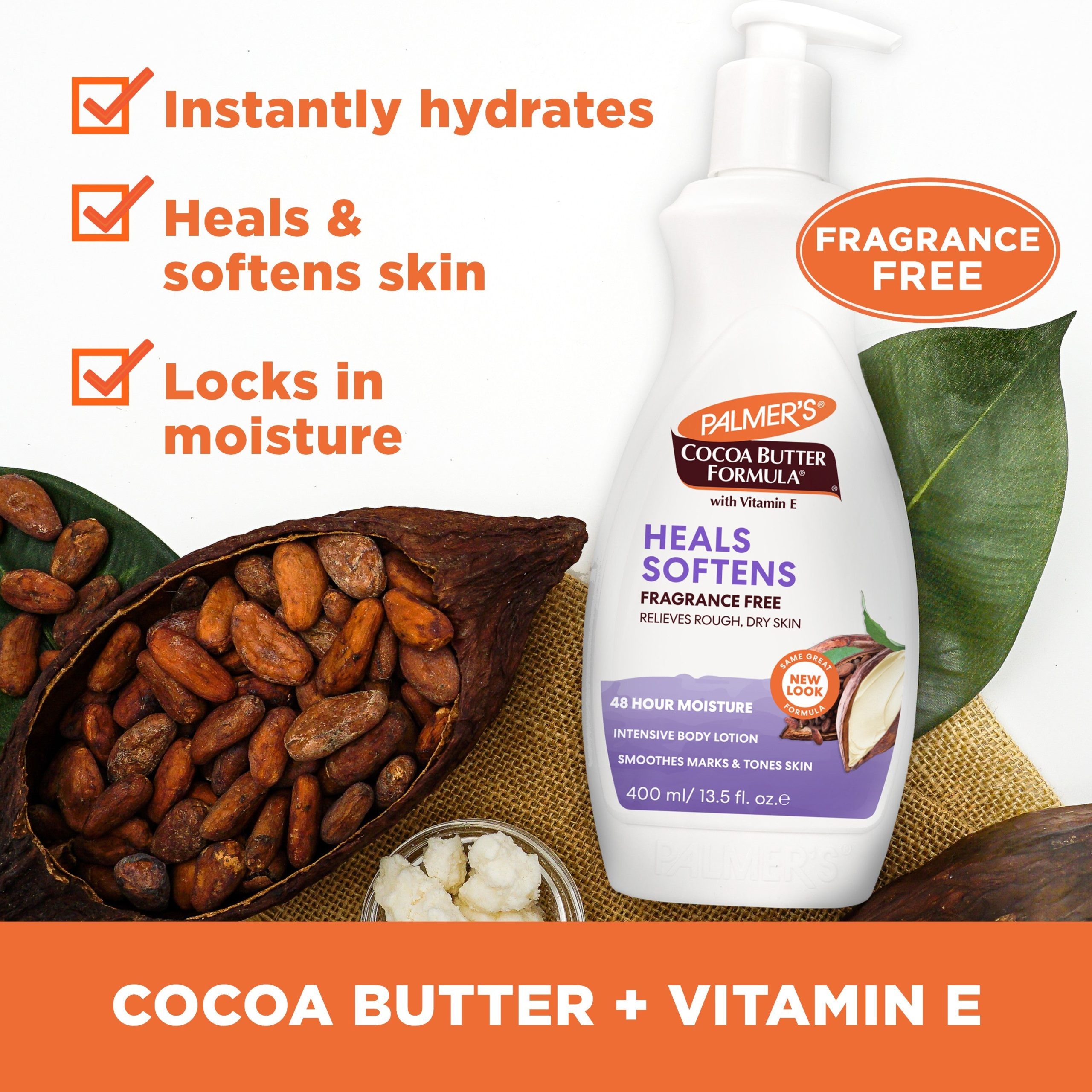 Heals & Softens Cocoa Butter Body Lotion, Fragrance Free - Image 3