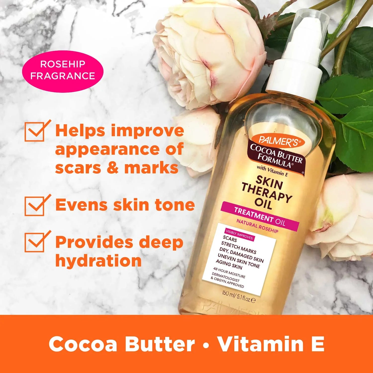 Cocoa Butter Skin Therapy Oil Rosehip with Vitamin E - Image 4